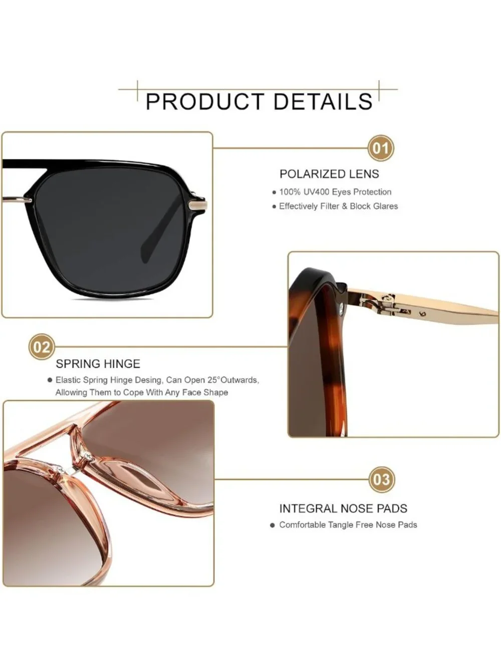 Polarized Retro Aviator Sunglasses for Women & Men | Stylish Square Pilot Shades